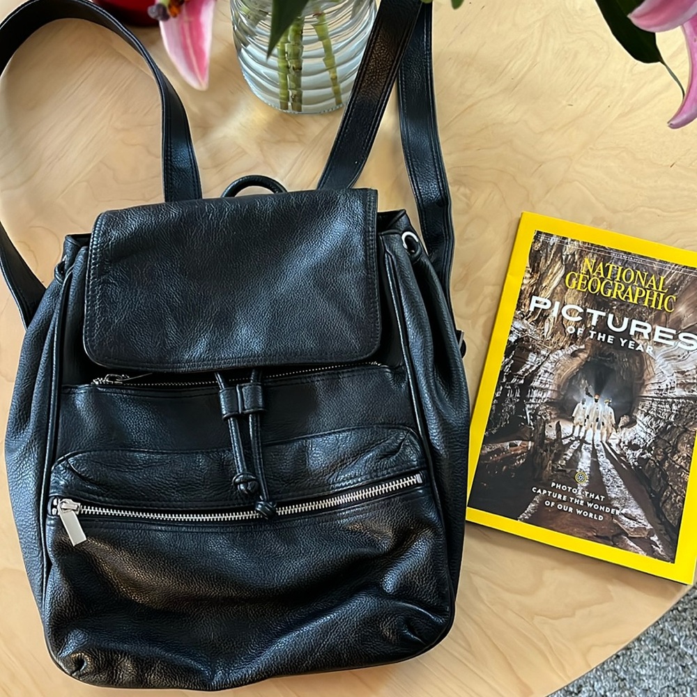 Covington Black Vegan Leather Backpack